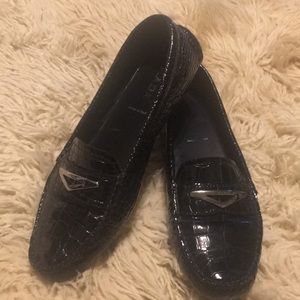 PRADA black leather loafers